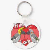 Lovebirds Cartoon Cockatiels Keychain