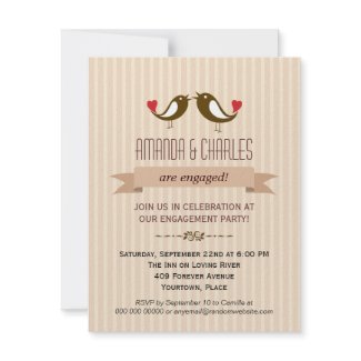 Lovebirds Cream Engagement Party Invitation