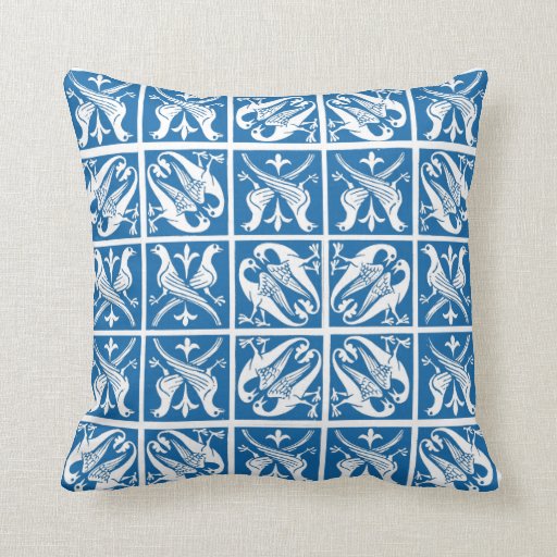 Lovebirds Delft Blue and White Throw Pillow Zazzle