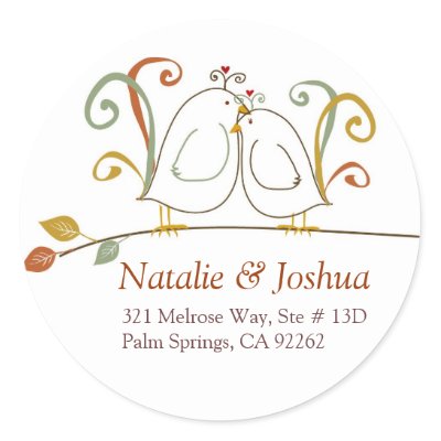 Lovebirds in the Fall Address Labels Stickers