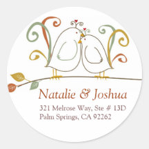 Lovebirds in the Fall Address Labels Stickers