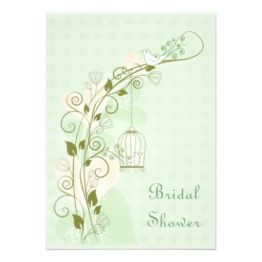 Lovebirds Mint Wedding Bridal Shower Card
