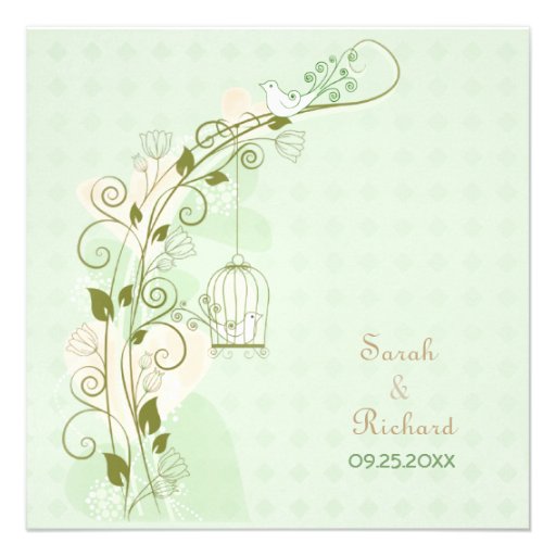 Lovebirds Mint Wedding Invitation