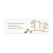 Lovebirds on Branches Return Address Labels