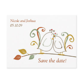 Lovebirds on Branches Save the Dates Post Cards