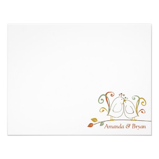 Lovebirds on Branches Stationery Notecards Personalized Announcements