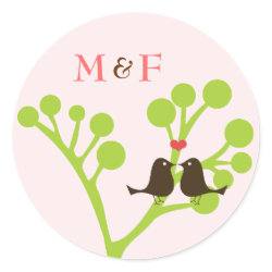 Lovebirds (Pink) Monogram Sticker sticker