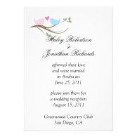 Lovebirds Post Wedding Celebration Custom Announcement