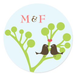 Lovebirds (Powder Blue) Monogram Sticker sticker