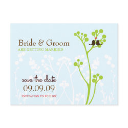 Lovebirds (Powder Blue) Save the Date postcard