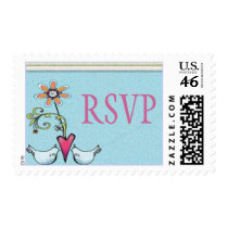 Lovebirds RSVP Stamp