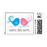 lovebirds save the date postage