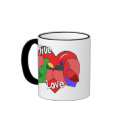 Lovebirds Solomon Island Eclectus Mug by MenagerieMayhem Lovebirds Solomon Island Eclectus Mug