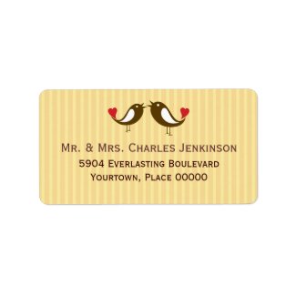 Lovebirds Striped Yellow Address Label