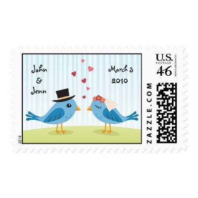 Lovebirds wedding date stamp