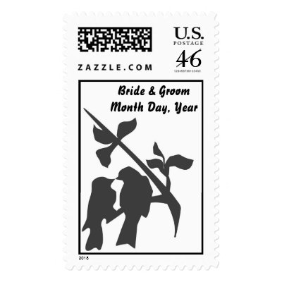 Lovebirds Wedding Postage Stamp