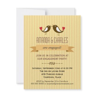 Lovebirds Yellow Engagement Party Invitation