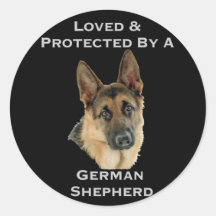 Loved & Protected By A German Shepherd Round Sticker