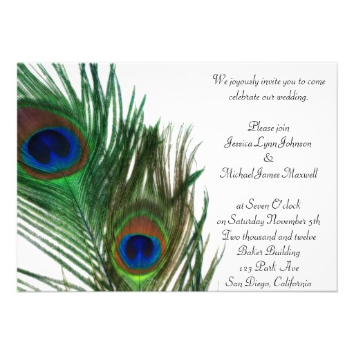 Lovely and Elegant White Peacock Wedding Personalized Announcements