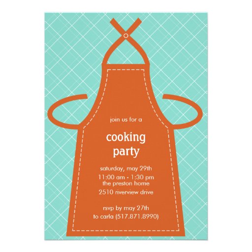 Lovely Apron Summer Party/Cooking Party Invitation