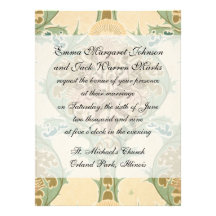 lovely art nouveau floral botanical  pattern personalized announcement
