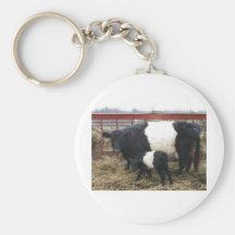 Lovely Beltie Cow and Calf Keychain