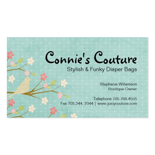 Lovely Bird and Floral Business Card (front side)