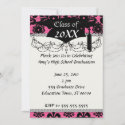 lovely black damask bright pink chic graduation
