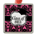 lovely black damask bright pink chic graduation