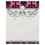 lovely black damask on bright pink chic full color flyer