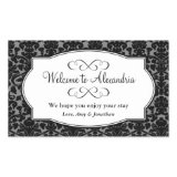 Lovely black damask pattern out of town gift bag rectangular sticker