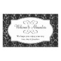 Lovely black damask pattern out of town gift bag sticker