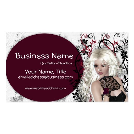 Lovely Blonde Lady  - Fantasy Business Cards (front side)
