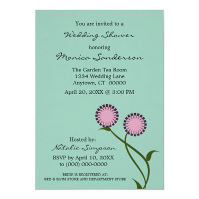 Lovely Blooms Wedding Shower Invitation. Purple 5x7 Paper Invitation Card