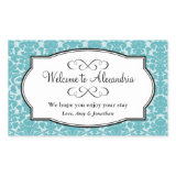Lovely Blue damask pattern out of town gift bag Stickers