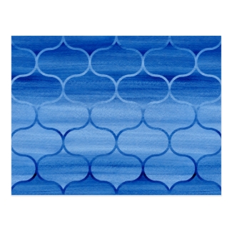 Lovely Blue Watercolor Ogee Pattern