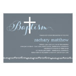 Lovely Border Baptism Invitation - Blue invitations