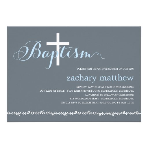 Lovely Border Baptism Invitation - Blue