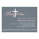 Lovely Border Baptism Invitation - Pink invitations