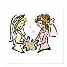 postcard - Two lovely brides are exchanging vows in this great lesbian bride design.  This great gift is perfect for anyone who is marrying their same sex partner, show everyone that you are in love and nothing will stop you from declaring your love. Great to show everyone you were just married, or for use as wedding favors or invitations.