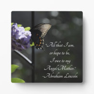 Lovely Butterfly Mother Lincoln Quote Display Plaque