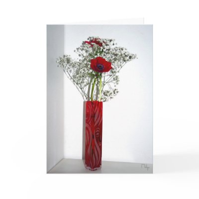 Lovely carved red vase card by nefera
