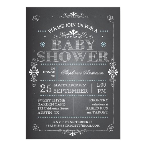 Lovely Chalkboard Baby Boy Shower Invitation