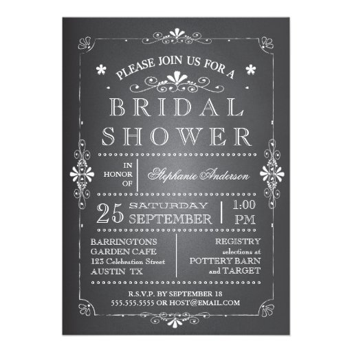 Lovely Chalkboard Bridal Shower Invitation (front side)