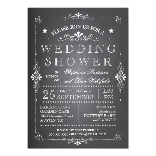 Lovely Chalkboard Couples Wedding Shower Custom Invitation