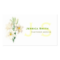Lovely,  classic vintage botanical white lily business card template