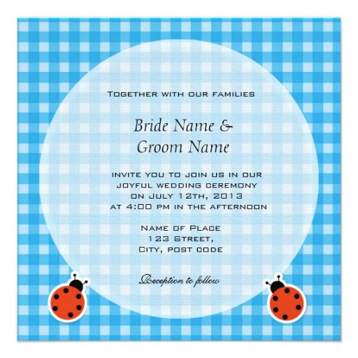 Lovely country style plaids and lady bugs wedding personalized announcement