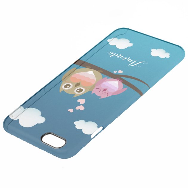 Lovely Cute Owl Couple Full of Love Heart Monogram Uncommon Clearlyâ„¢ Deflector iPhone 6 Plus Case-3