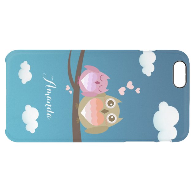 Lovely Cute Owl Couple Full of Love Heart Monogram Uncommon Clearlyâ„¢ Deflector iPhone 6 Plus Case-5