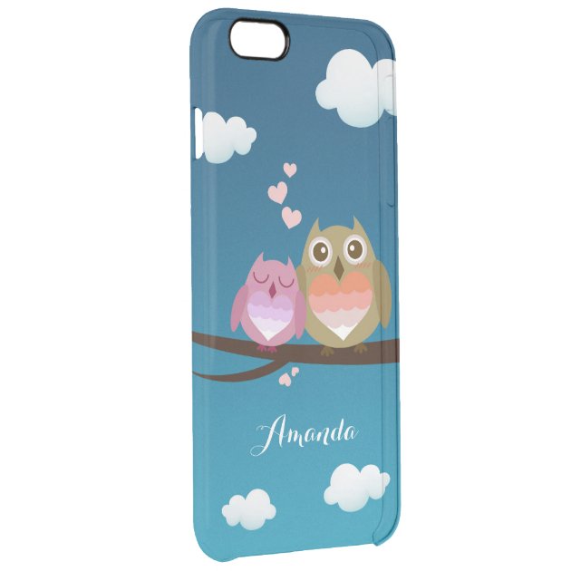 Lovely Cute Owl Couple Full of Love Heart Monogram Uncommon Clearlyâ„¢ Deflector iPhone 6 Plus Case-2